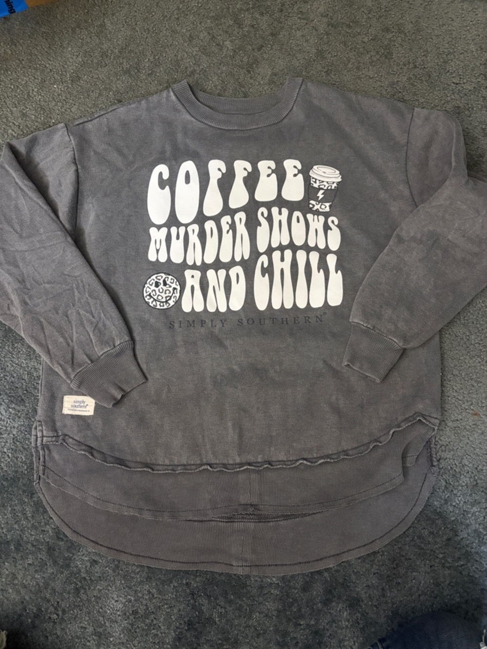 Simply Southern Gray Men’s 'Coffee Murder Shows and Chill' Crewneck